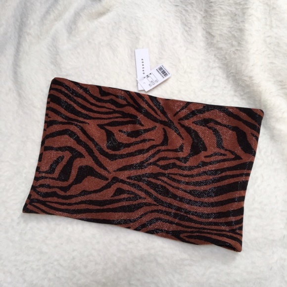 2/$15 NWT Topshop Tiger Print Glitter Bandeau - Picture 3 of 6